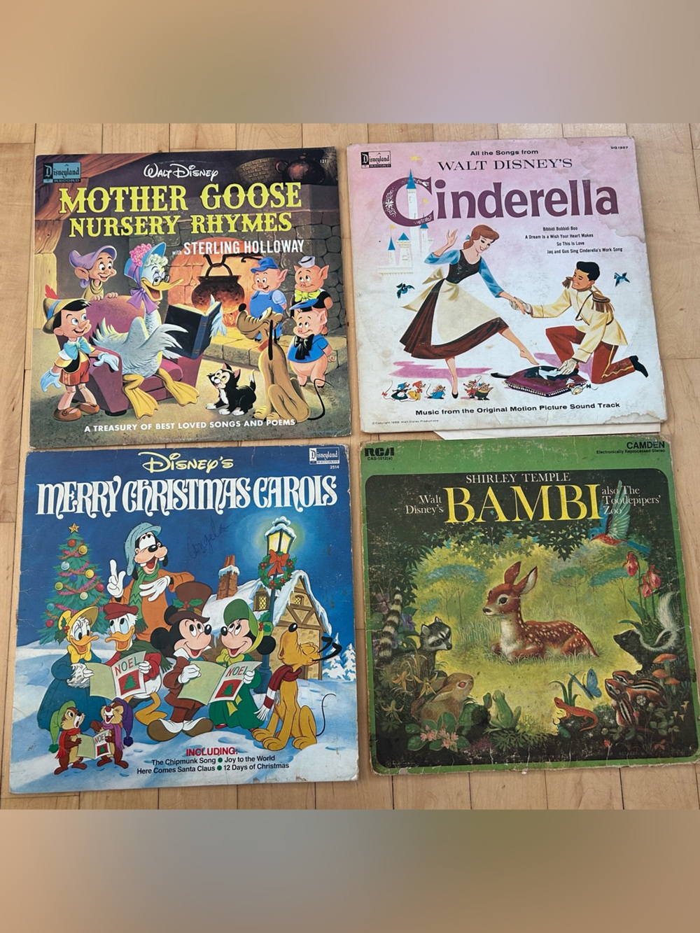 Disney Vintage Vinyl Records: Mother Goose, Cinderella, Christmas carols, Bambi